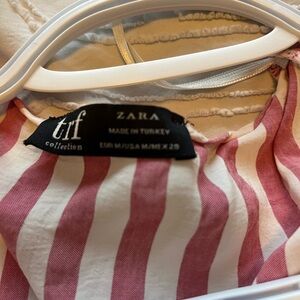 Zara Pink and White Striped Blouse